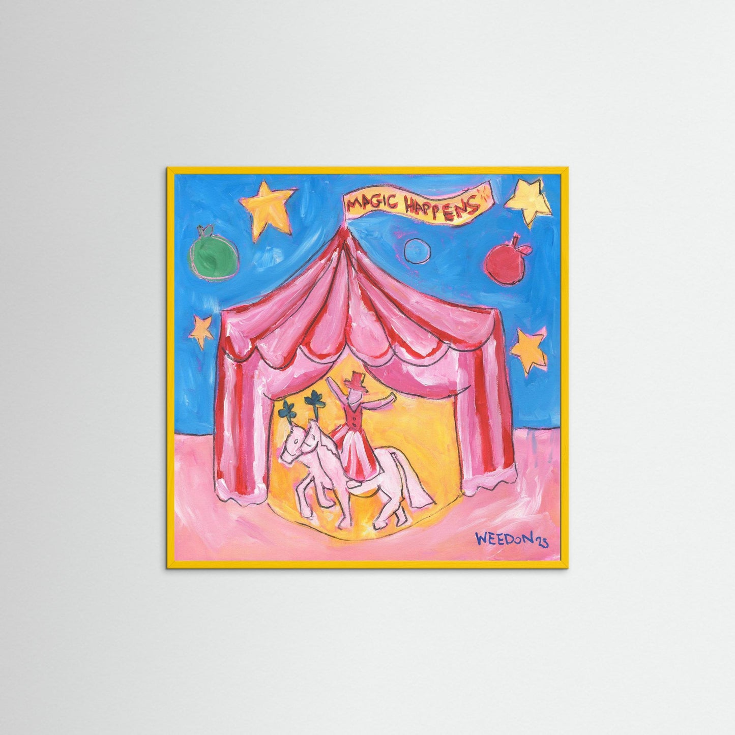 Circus Fine Art Paper Print from UK artist Georgie Weedon "Magic Happens" inspired by Giffords Circus