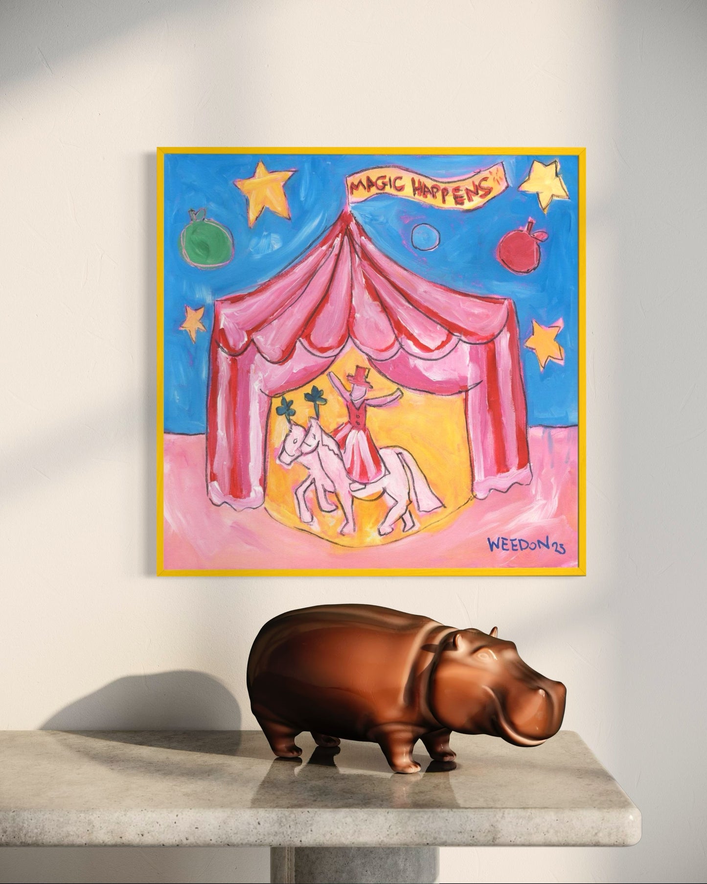 Circus Fine Art Paper Print from UK artist Georgie Weedon "Magic Happens" inspired by Giffords Circus