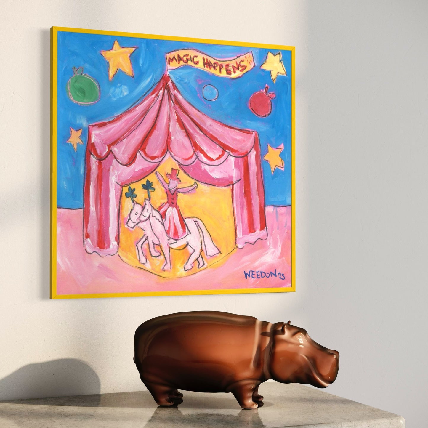 Circus Fine Art Paper Print from UK artist Georgie Weedon "Magic Happens" inspired by Giffords Circus