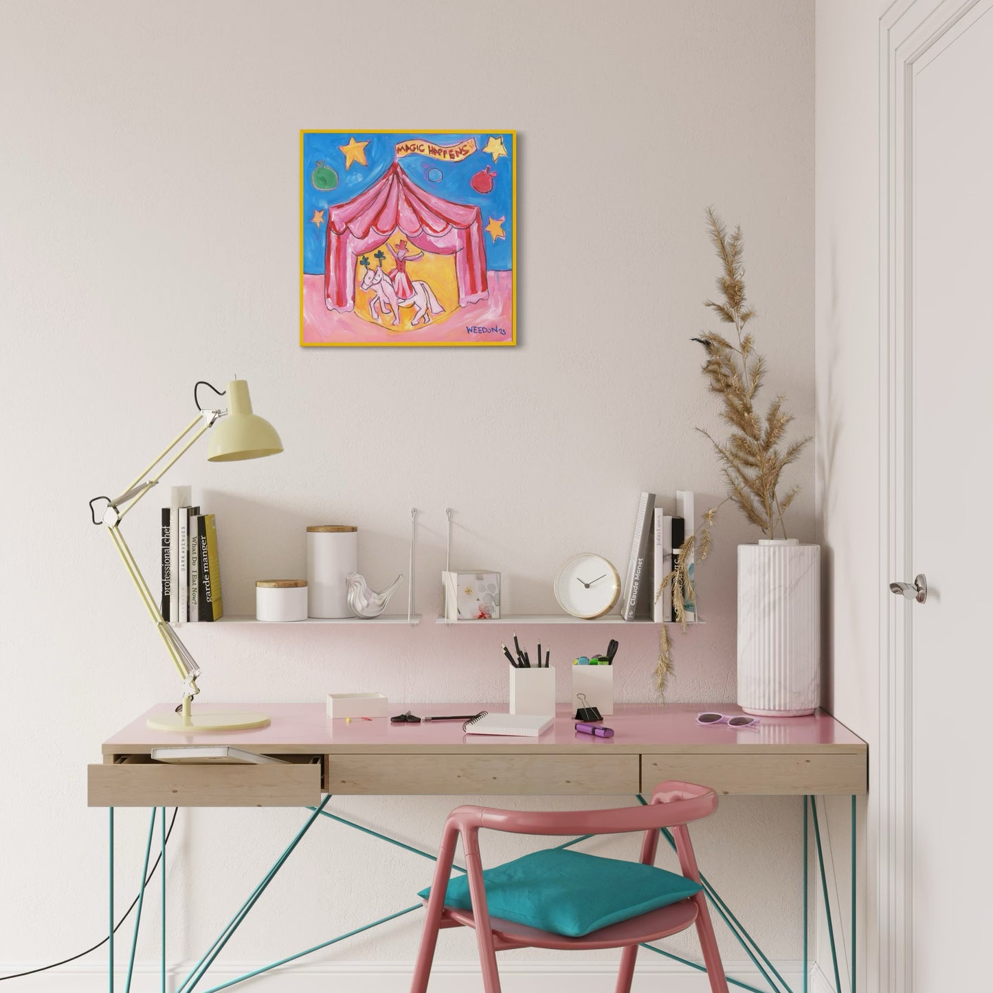 Circus Fine Art Paper Print from UK artist Georgie Weedon "Magic Happens" inspired by Giffords Circus