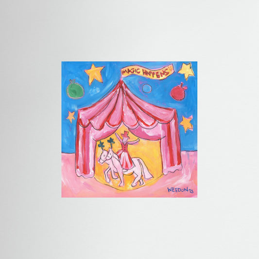 Circus Fine Art Paper Print from UK artist Georgie Weedon "Magic Happens" inspired by Giffords Circus