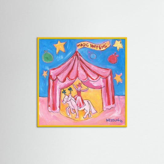 Circus Fine Art Paper Print from UK artist Georgie Weedon "Magic Happens" inspired by Giffords Circus