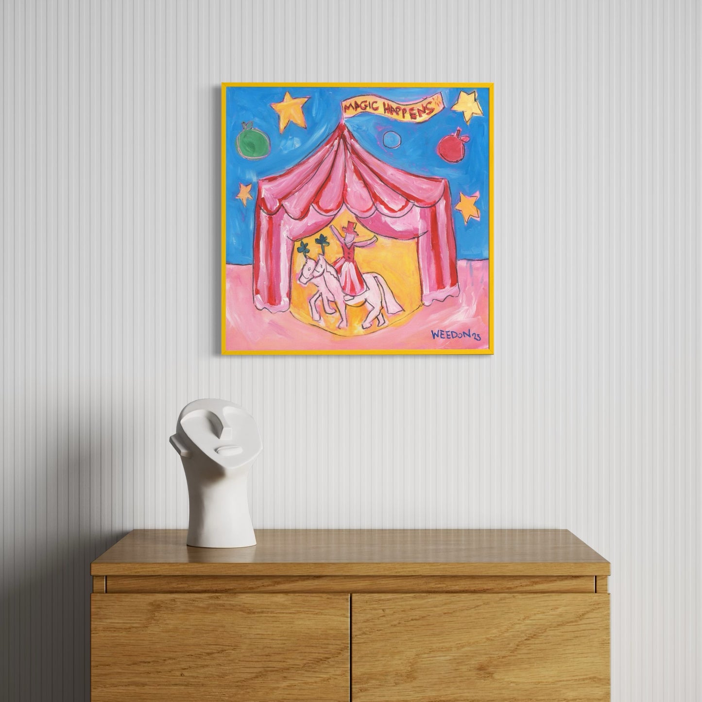 Circus Fine Art Paper Print from UK artist Georgie Weedon "Magic Happens" inspired by Giffords Circus