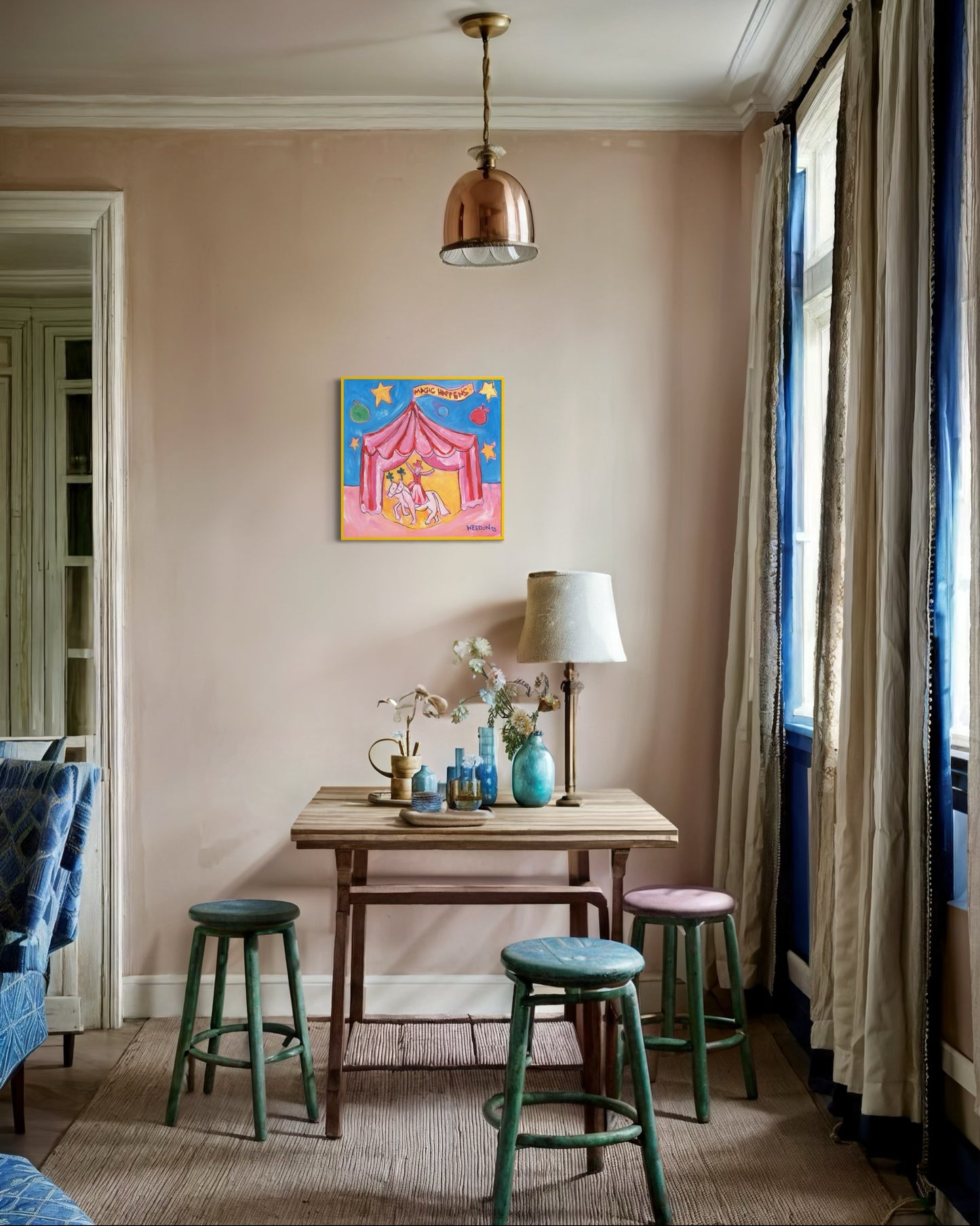 Circus Fine Art Paper Print from UK artist Georgie Weedon "Magic Happens" inspired by Giffords Circus