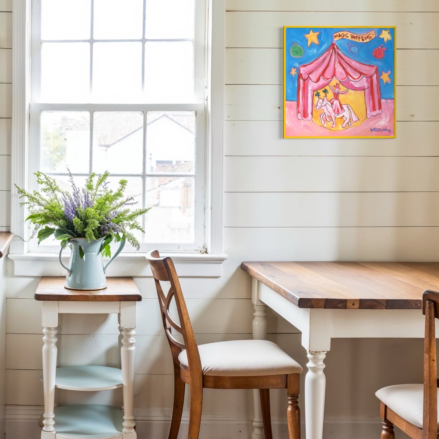 Circus Fine Art Paper Print from UK artist Georgie Weedon "Magic Happens" inspired by Giffords Circus