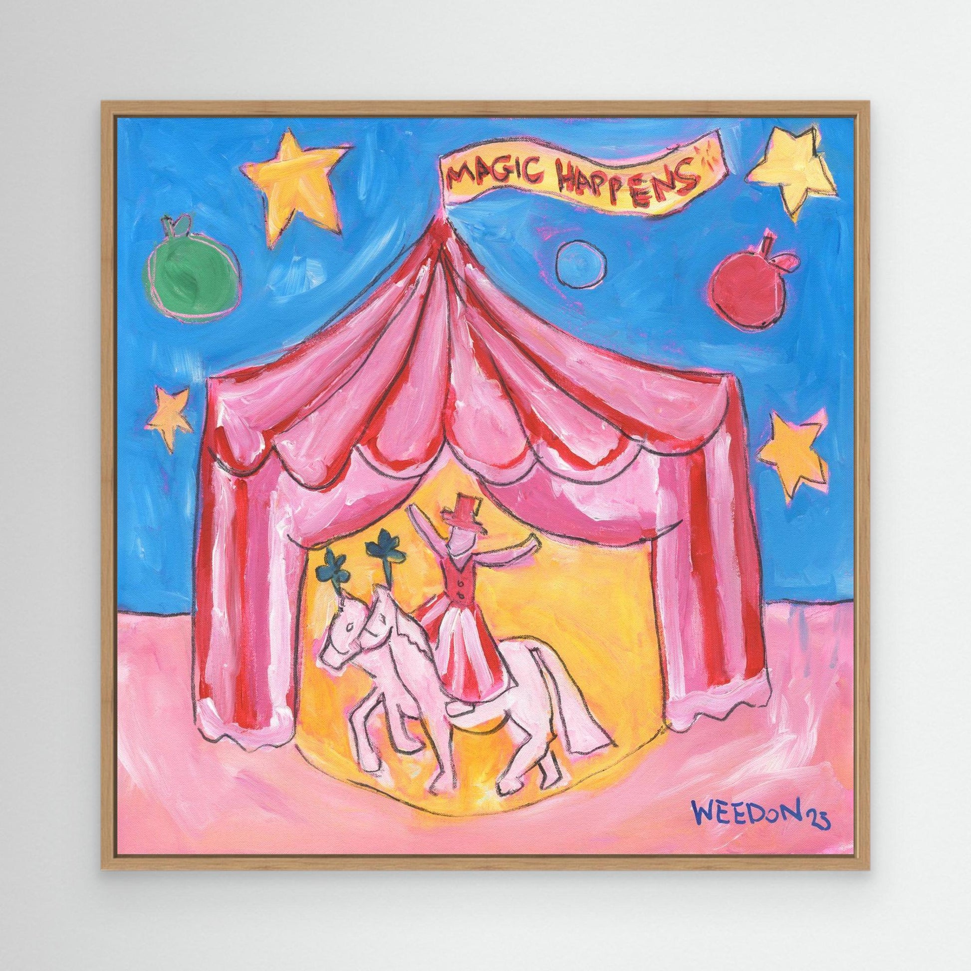 Circus Fine Art Framed Stretched Canvas Print by UK Artist Georgie Weedon - Magic Happens
